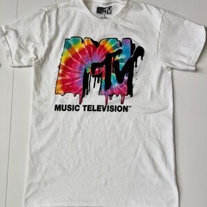 Vintage MTV Drip Logo White Tee with Rainbow Colors